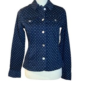 CHARTER CLUB Polka-Dot Denim Jacket xs